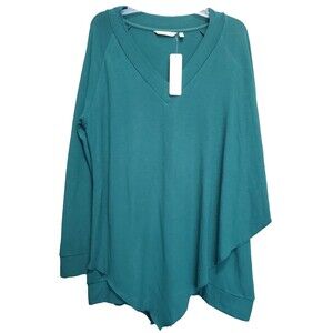 Soft Surroundings Green Cape-Like Overlay Madeline Knit Tunic Size Large NWT